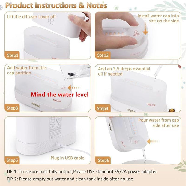 Usb-Powered Flame Simulation Humidifier - Perfect Summer Gift, Aroma Diffuser & Air Humidifier for Aromatherapy