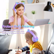 5.3 Headphones with Case - RGB LED Light up Ears Foldable Adjustable over Ear Headphone Support or 3.5Mm Wired Mode for & Girls & Boys Teens