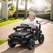 12V Powered Ride on Car Truck, Kids Electric Car W/Parent Remote Control, Spring Suspension, LED Lights- Black