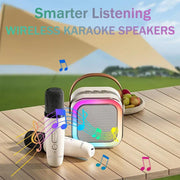 Portable Karaoke Speaker Kit, Wireless Speaker with Microphone, 3D Surround Sound Speaker with RGB Light for Home Party