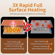 Upgraded Premium Silicone Nano Material Electric Heating Food Warming Mat, 6 Temperature Levels, 10S Instant Heating, 6 Hours Timer, Full Surface Heating Mat, Roll up Food Warmer for Holiday Parties & Gatherings,Camping