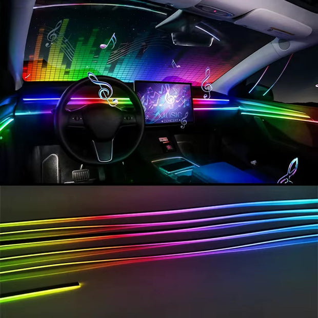  Car Full RGB LED Ambient Rainbow Light Strip/ USB Dream Symphon Music Atmosphere Lamp with App Remote Control