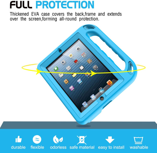 Kids Case for Ipad 2 3 4 Generation (Old Model)- Built-In Screen Protector, Shockproof Handle Stand Kids Friendly Compatible with Ipad 2Nd 3Rd 4Th Generation (Blue)