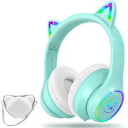 5.3 Headphones with Case - RGB LED Light up Ears Foldable Adjustable over Ear Headphone Support or 3.5Mm Wired Mode for & Girls & Boys Teens