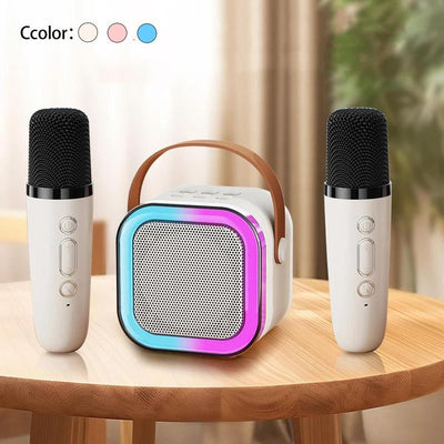 Portable Karaoke Speaker Kit, Wireless Speaker with Microphone, 3D Surround Sound Speaker with RGB Light for Home Party