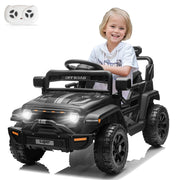 12V Powered Ride on Car Truck, Kids Electric Car W/Parent Remote Control, Spring Suspension, LED Lights- Black