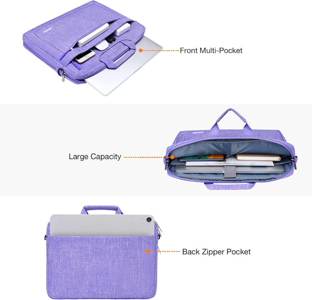 Laptop Shoulder Messenger Bag Compatible with Macbook Air/Pro,13-13.3 Inch Notebook,Compatible with Macbook Pro 14 Inch M3 M2 M1 Pro Max 2023-2021 with Adjustable Depth at Bottom, Purple