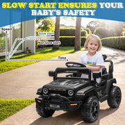 12V Powered Ride on Car Truck, Kids Electric Car W/Parent Remote Control, Spring Suspension, LED Lights- Black